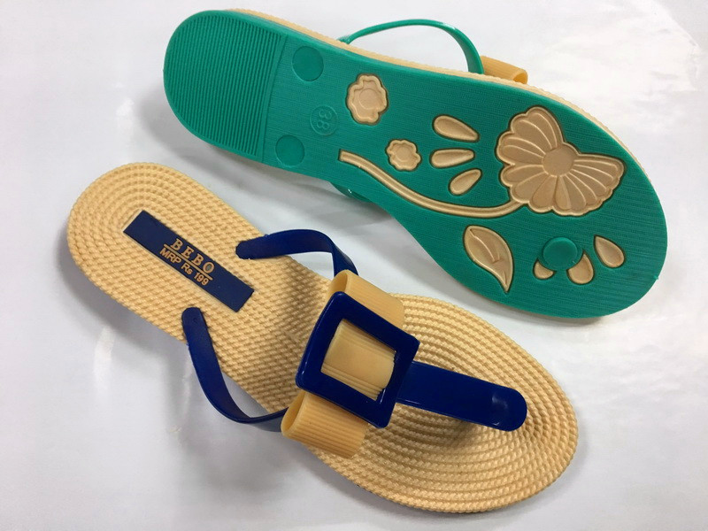 square tie upper floral outsole ladies slippers